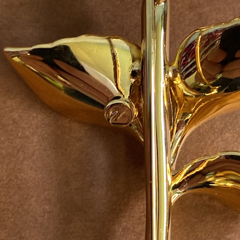 VTG SWAROVSKI SWAN SIGNED CRYSTAL GOLD PLATED MEMORIES ROSE PIN BROOCH - Picture 9 of 12